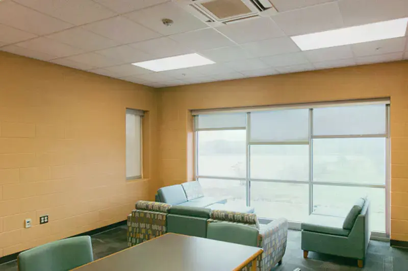 This study room offers a view over Taylor Lake
