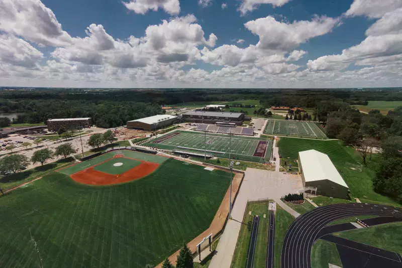 Aerial view of Taylor's athletic fields