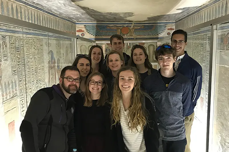 Dr. Kevin Johnson and Taylor students in Egypt