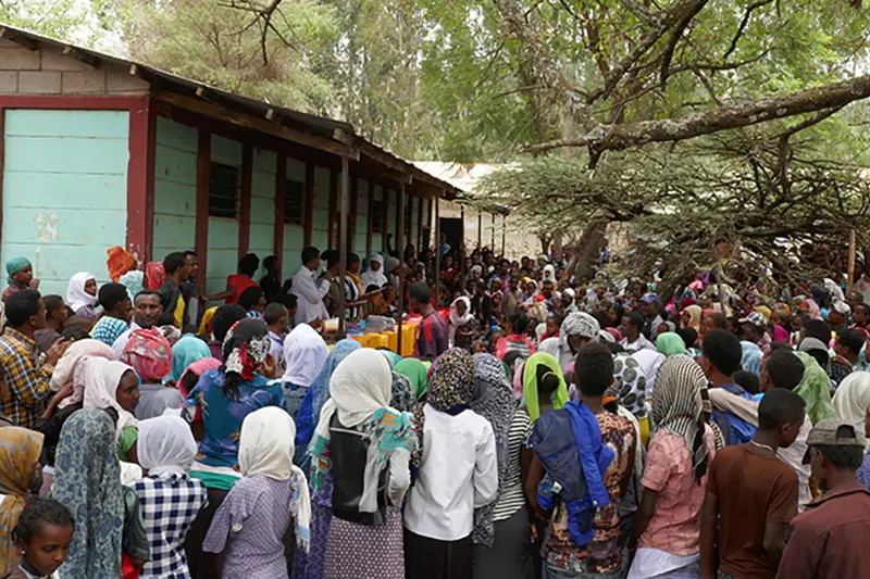 A large village gathering