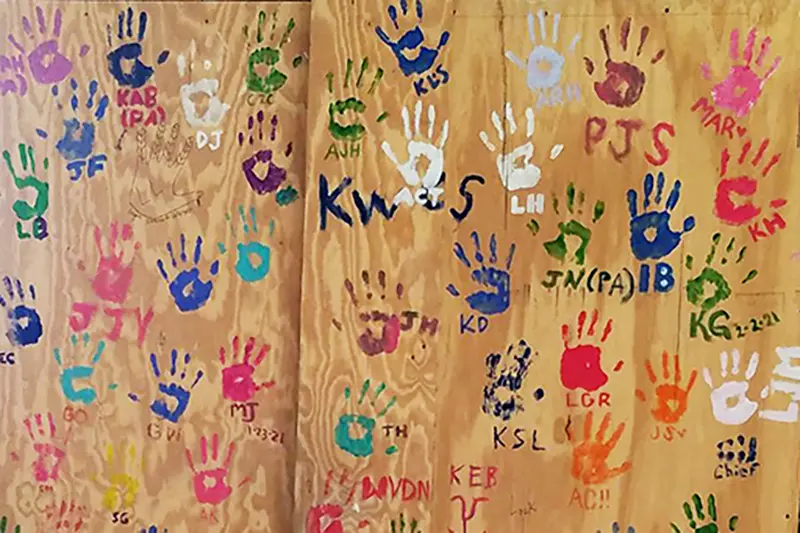 Handprint wall in dome