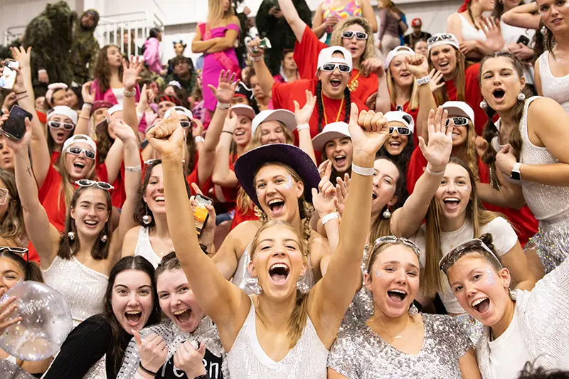 Students cheer for Silent Night game