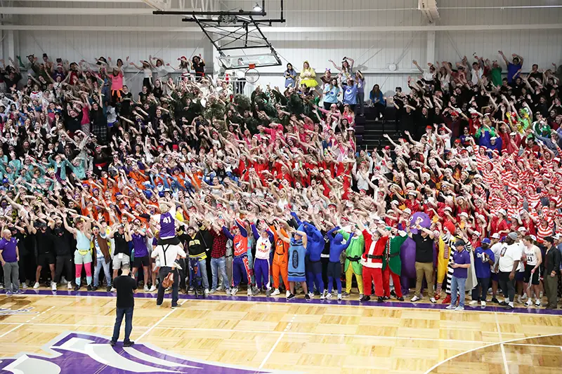 Students crowd the stands for Silent Night