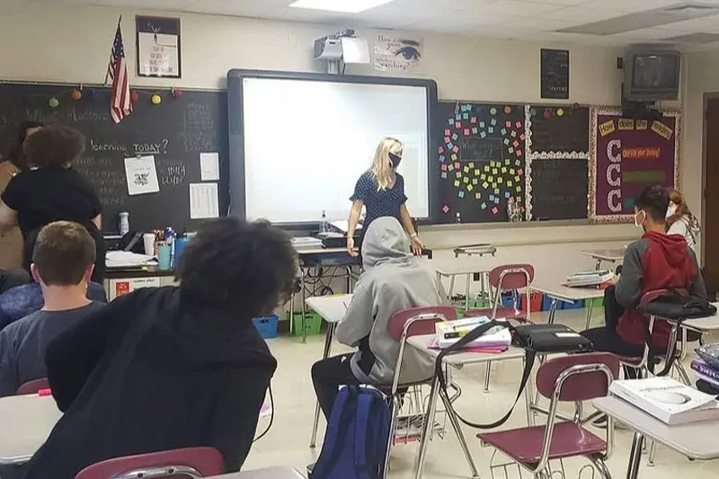 Student Teacher at front of classroom