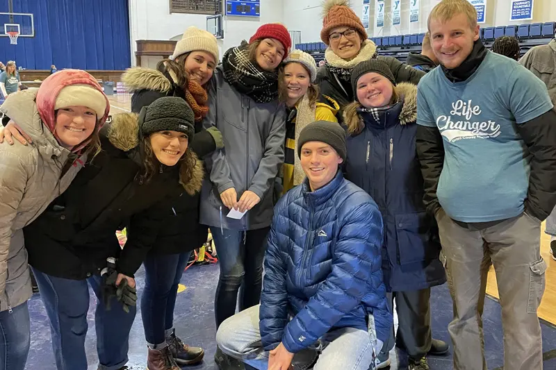 group of students in winter clothing